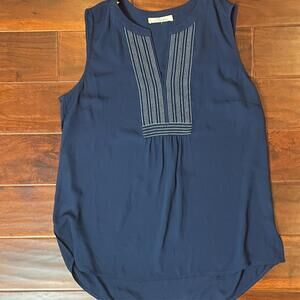Serein Women's Sleeveless V-Neck Blouse Blue Size Medium